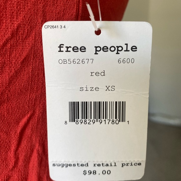 FREE PEOPLE RED MINI DRESS SIZE XS MSRP $98.00 NWT - Picture 8 of 9